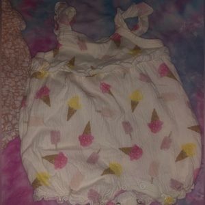 white baby girl romper with snow cone figurines and beautiful summer popsicle